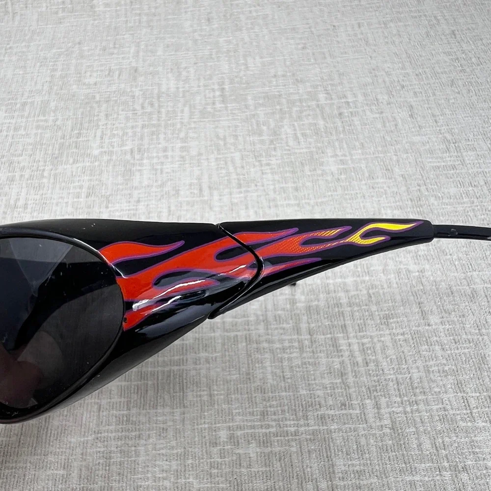 Vintage Y2K Harley-Davidson Flame Wrap Sunglasses Black Smoke Lenses Unisex OS